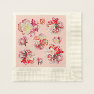 Guardanapo De Papel Rosas de Aquarela Rosa Cocatail Napkins