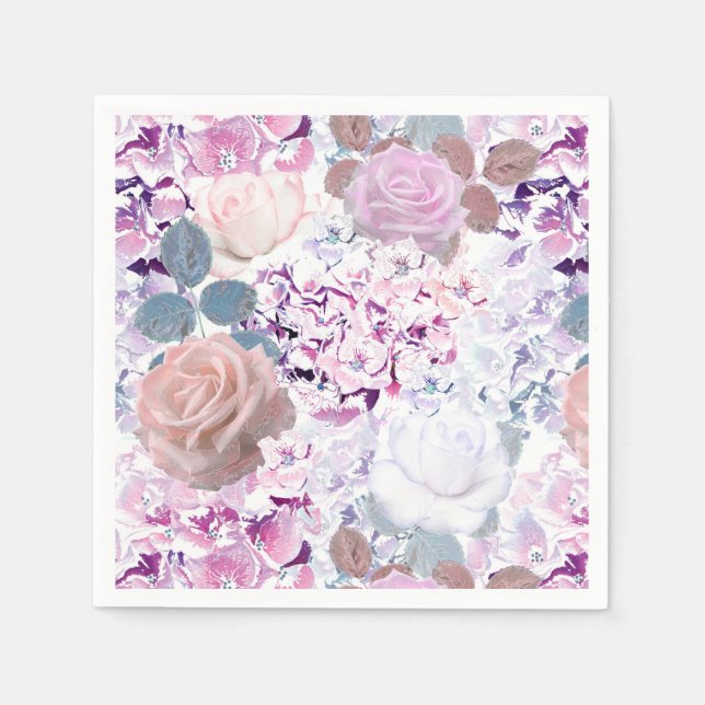 Guardanapo De Papel Rosas de aquarelas e híbridos. (Frente)