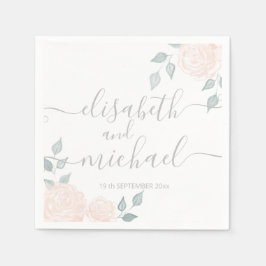 Guardanapo De Papel Rosas de boho romáticos de caligrafia aquática