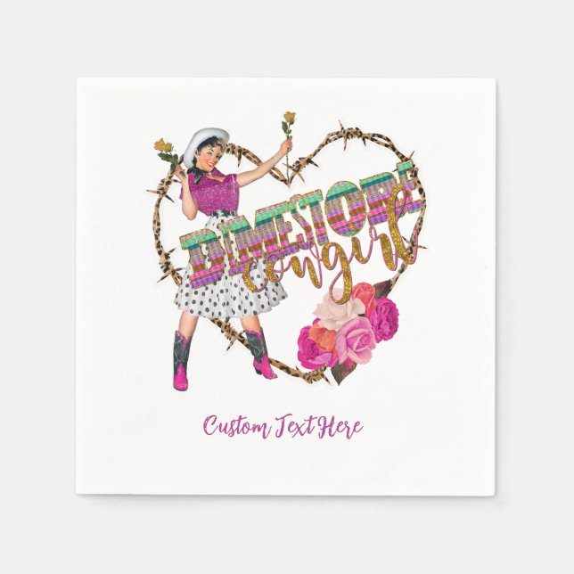 Guardanapo De Papel Rosas de Boots do Cowboy Ocidental do Dimestore (Frente)