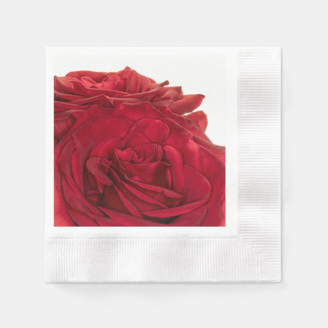 Guardanapo De Papel rosas de Casamento Vermelho 1824 (Frente)
