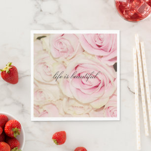 Guardanapo De Papel rosas de creme rosa bonito romântico