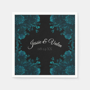 Guardanapo De Papel Rosas de Teal Escuro Casamento Napkins