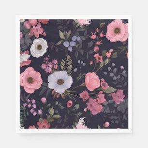 Guardanapo De Papel Rosas De Verão A Preto
