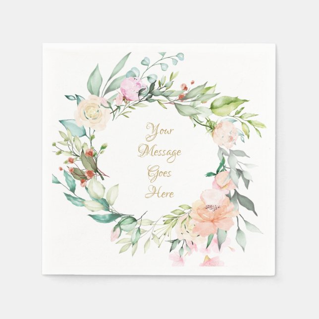 Guardanapo De Papel Rosas Doce Verão Dourado Script (Frente)