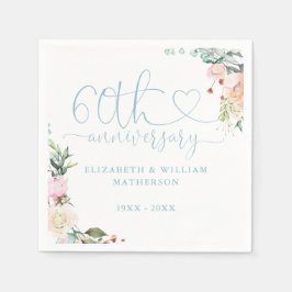 Guardanapo De Papel rosas Dourados do Coração no 60º aniversário Flora