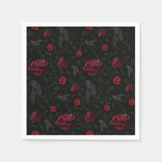 Guardanapo De Papel Rosas e crânios