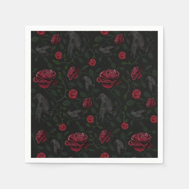 Guardanapo De Papel Rosas e crânios (Frente)