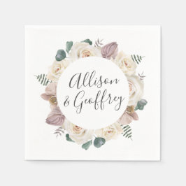 Guardanapo De Papel Rosas e Orquídeas em Aquarela Casamento Personaliz