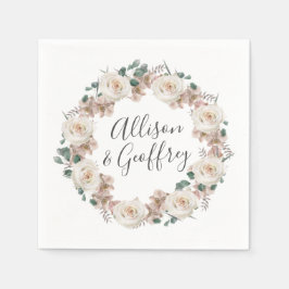 Guardanapo De Papel Rosas e Orquídeas em Aquarela Casamento Personaliz