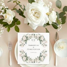 Guardanapo De Papel Rosas e Romance Floral Casamento 