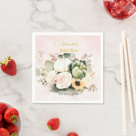 Guardanapo De Papel Rosas Elegantes e Bouque de Girassol