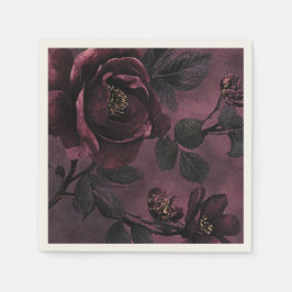 Guardanapo De Papel Rosas elegantes românticas & Floral vintage escuro