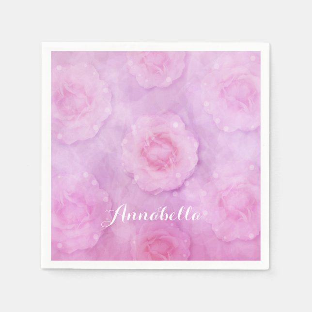Guardanapo De Papel Rosas em aquarela (Frente)