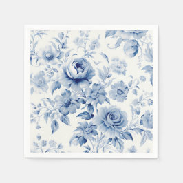 Guardanapo De Papel Rosas em Aquarela Azul Pastel Elegante