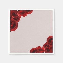 Guardanapo De Papel Rosas em Aquarela Vermelhas Bege Casamento Moderno