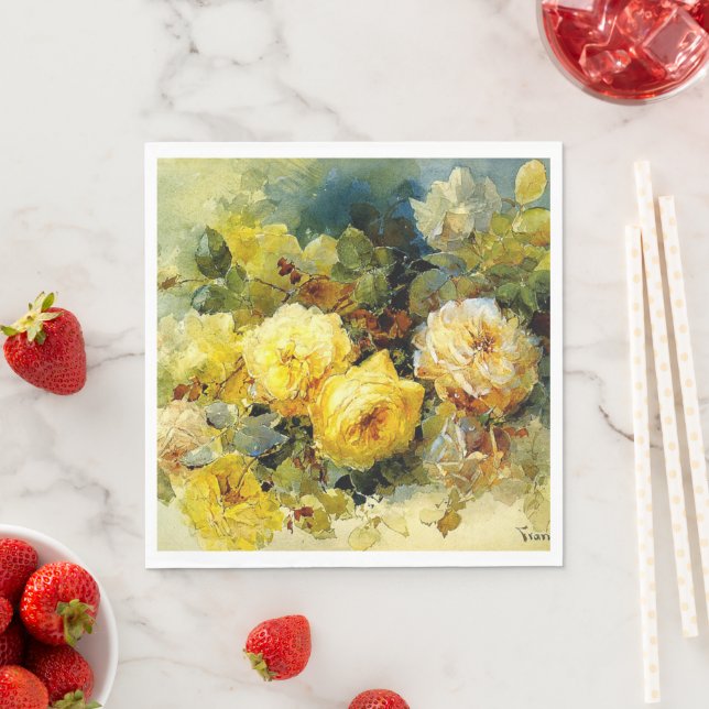 Guardanapo De Papel Rosas, famosa pintura, Papel Napkin (Insitu)