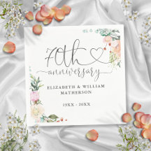 Rosas Florais Douradas do 70º Aniversário Coração