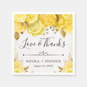 Guardanapo De Papel Rosas Glam Amarelo Aquarela Casamento