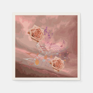 Guardanapo De Papel Rosas Laranja e Apricot e Cocktail de música Ecru