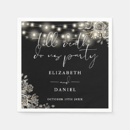 Guardanapo De Papel Rosas Negras E Brancas Cordas Luzes Gótica Casamen