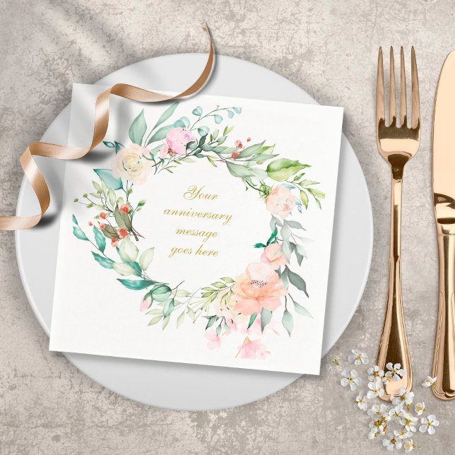 Guardanapo De Papel Rosas personalizados Garland Floral 50º aniversári (Criador carregado)