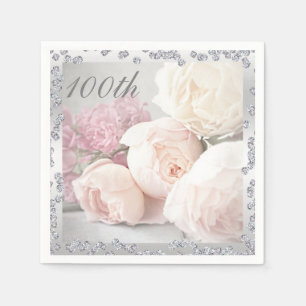 Guardanapo De Papel Rosas românticos & Serviette do aniversário dos