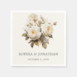 Guardanapo De Papel Rosas Românticos Vintage Casamento Branco Antiquad