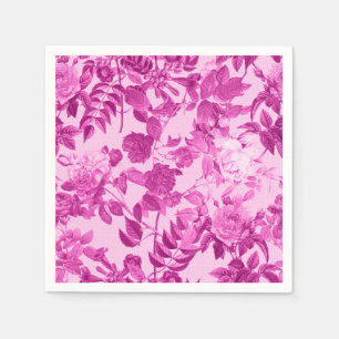 Guardanapo De Papel Rosas Rosa Com Padrão De Folhas