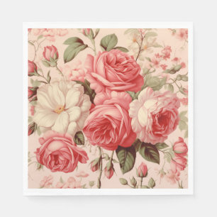 Guardanapo De Papel Rosas Rosa-Cor-de-Água Artística