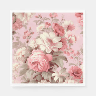 Guardanapo De Papel Rosas rosa e Cosmos Brancos da Aquicultura