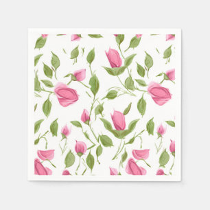 Guardanapo De Papel Rosas Rosa Em Branco