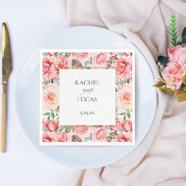 Guardanapo De Papel Rosas Rosa Românticas De Cores Aquáticas