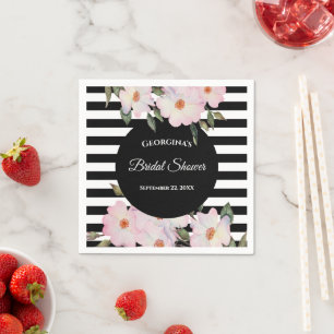 Guardanapo De Papel Rosas Rosa-Vidro Ballerina Stripes Monograma