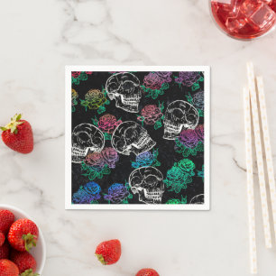 Guardanapo De Papel Rosas roxas do crânio Dark Royal Grunge Glam