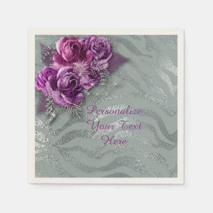 Guardanapo De Papel Rosas Roxos Elegantes Personalizam o brilho do pra