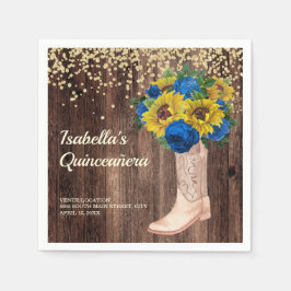 Guardanapo De Papel Rosas Russos de Azul de Girassol Boots Quinceañera