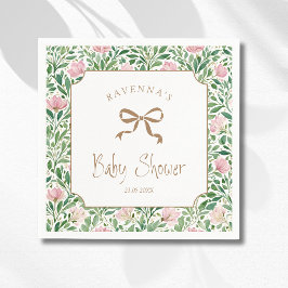Guardanapo De Papel Rosas Silvestres Rosa Velho com Laço Dourado Chá d