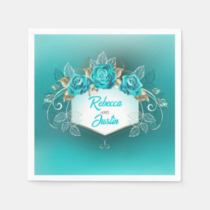Guardanapo De Papel Rosas Turquesa Tiffany Floral Moderno Boho Guardan