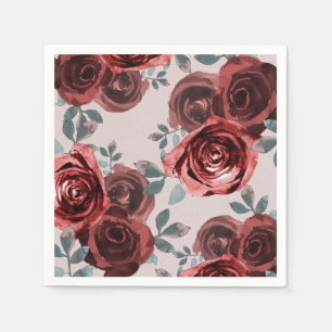 Guardanapo De Papel Rosas Verde Água Bege Burgundy Casamento