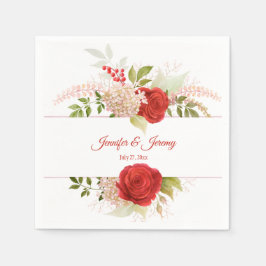 Guardanapo De Papel Rosas Vermelhas de Inverno e Casamento de Verdura