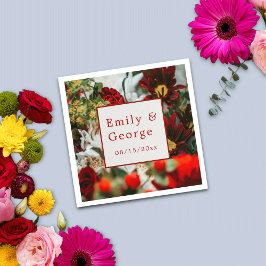 Guardanapo De Papel Rosas vermelhas elegantes florescem flores florais