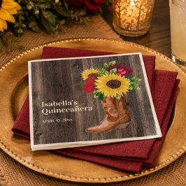 Guardanapo De Papel Rosas Vermelhas Girassóis Botas de Vaqueira Quince