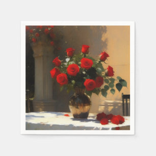 Guardanapo De Papel Rosas vermelhas românticas