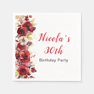 Guardanapo De Papel Rosas vermelhas Românticas Aniversário Floral