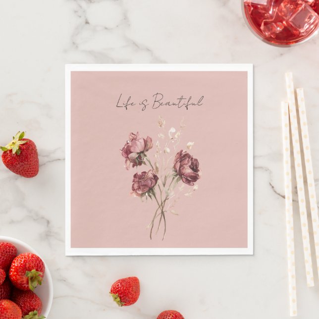 Guardanapo De Papel Rosas Vermelhas Rosadas Floral (Insitu)