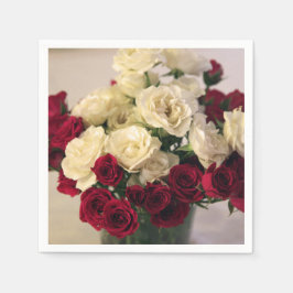 Guardanapo De Papel Rosas vermelhos e brancos