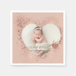 Guardanapo De Papel Rose Gold Brilho Estatísticas de Nascimento do Rec