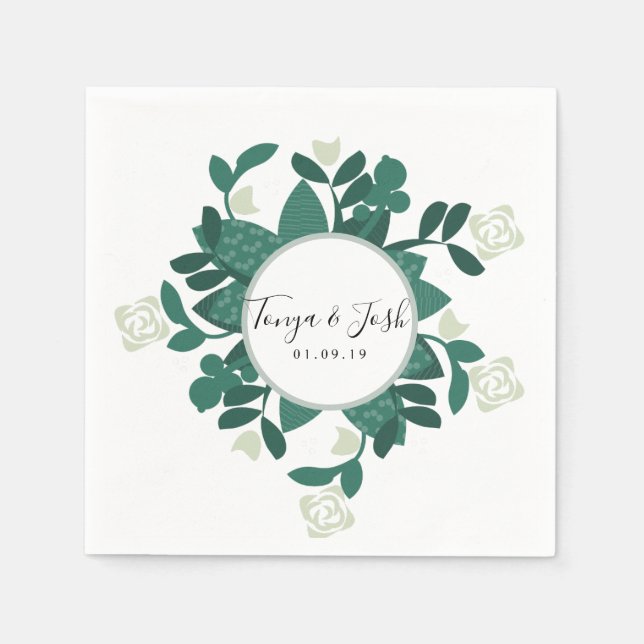 Guardanapo De Papel Roseira Moderna Sofisticada Folhagem (Frente)