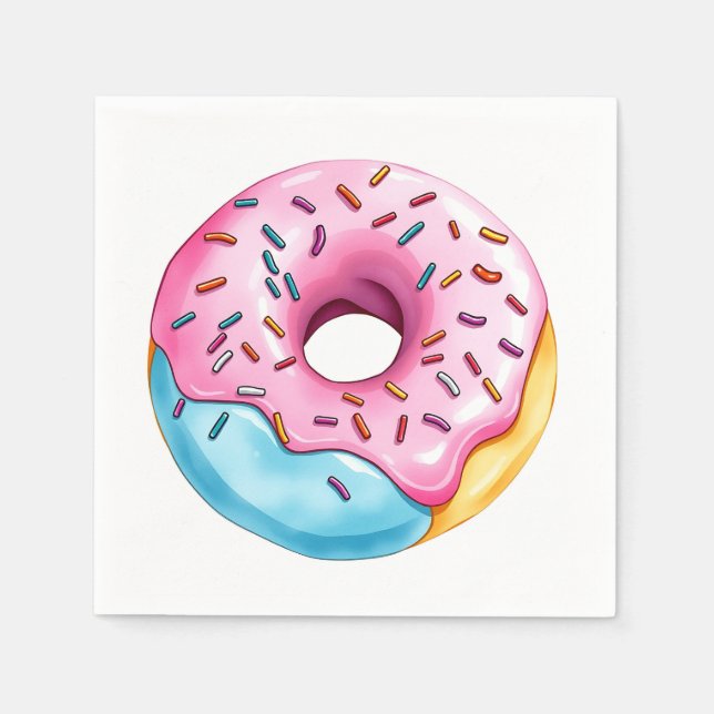 Guardanapo De Papel Rosquinha de aquarela com borra e borra em branco (Frente)